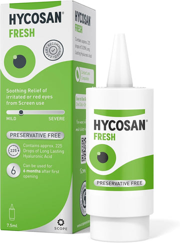 Hycosan Fresh - Triple Pack - Eye Drops With Hyaluronic Acid For Soothing Relief Of Mild Dry Eyes, Irritation, Or Redness From Screen Use - Preservative Free - 3X225 Measured Doses