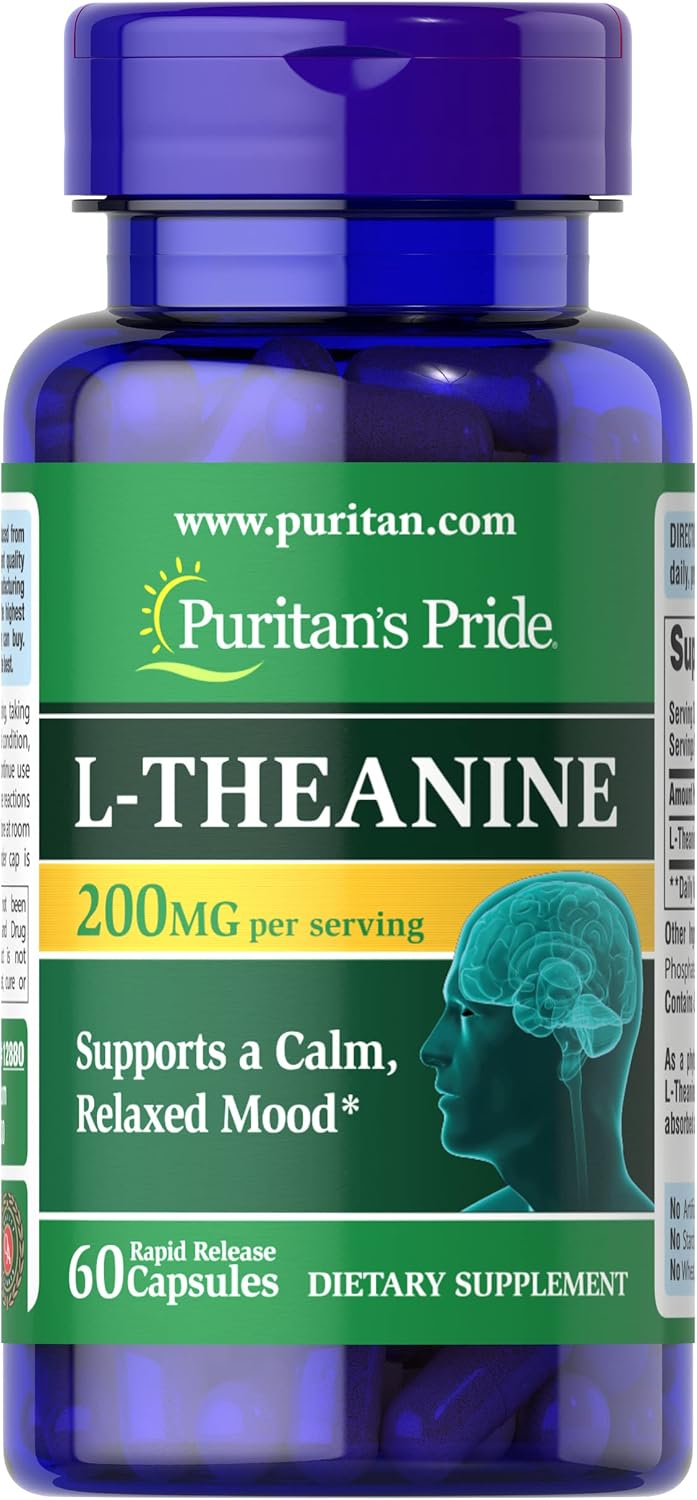 Puritan'S Pride L-Theanine, Nootropic 30 Servings (200Mg Per Serving), 60 Capsules
