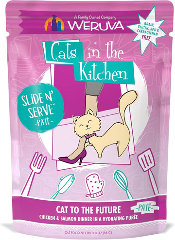 Weruva Cats In The Kitchen Slide N' Serve Grain-Free Natural Wet Pate Cat Food Pouches, Cat To The Future, 3Oz Pouch (Pack Of 12)