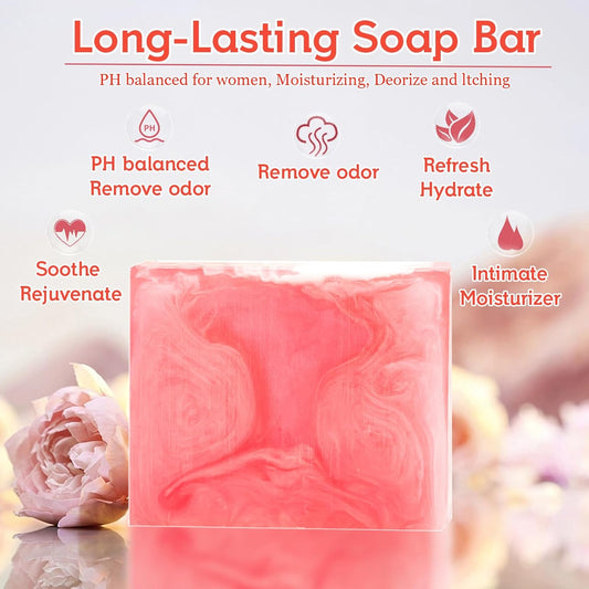 2 PCS Yoni Bar Soap, Yoni Wash Organic Yoni Soap Bar for Women PH Balance Feminine Wash, Rose Body Vaginal Soap Yoni Bar Moisturizing Remove Odor