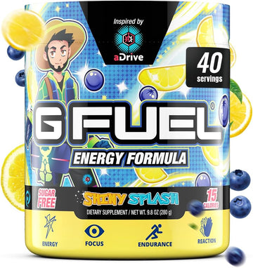 G Fuel Adrive Energy Powder, Sugar Free, Clean Caffeine Focus Supplement, Water Mix, Blueberry & Lemonade Flavor, Focus Amino, Vitamin + Antioxidants Blend, Adrive - 9.8 Oz (40 Servings)