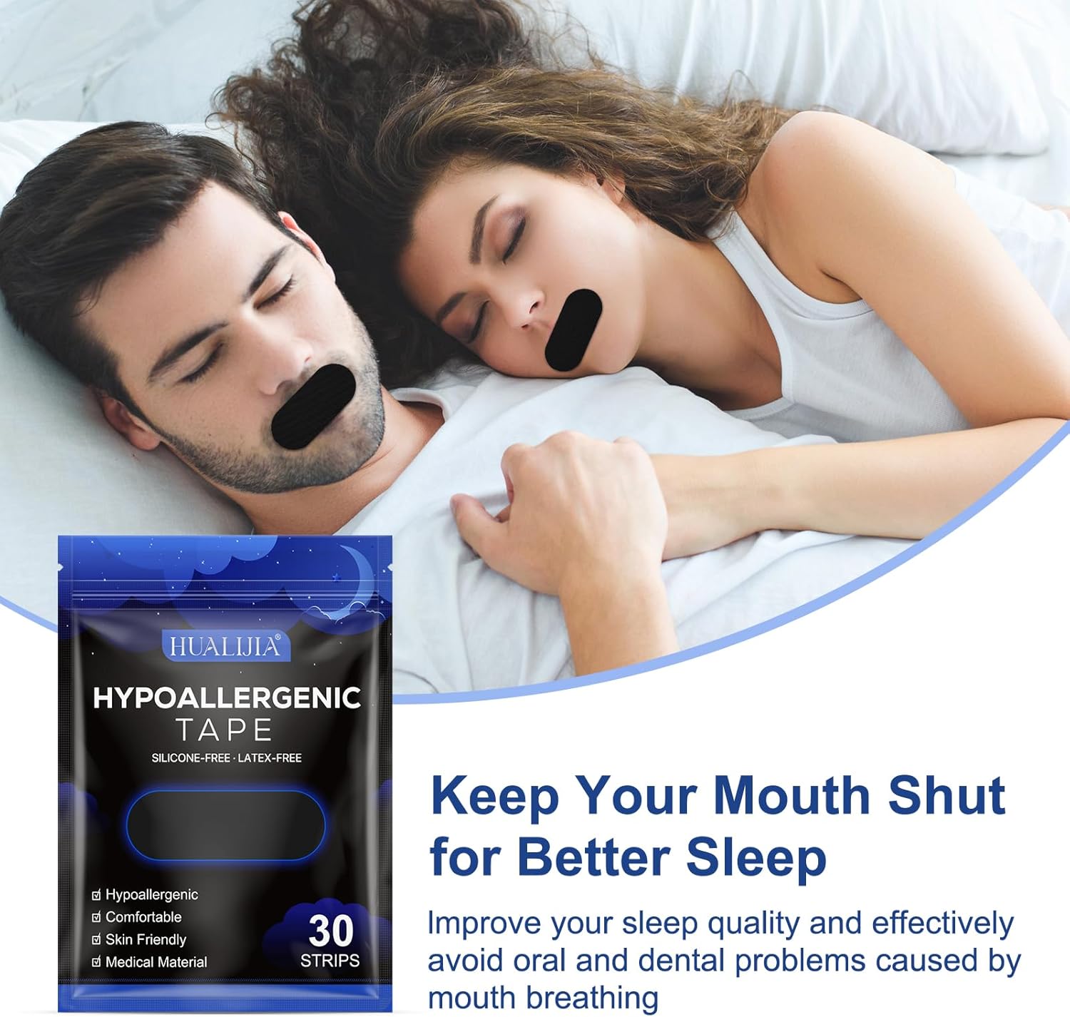 Mouth Tape For Sleeping, Breathable Mouth Strips For Sleeping, Mouth Tape For Snoring - Improved Nasal Breathing, Hypoallergenic And Gentle Adhesion, 30 Strips