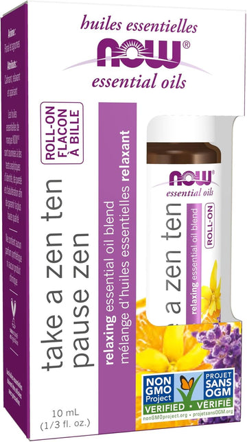 Now Essential Oils, Take A Zen Ten Roll On, Non-Gmo Project Verified, Relaxing Blend, Steam Distilled, Topical Aromatherapy, 10-Ml