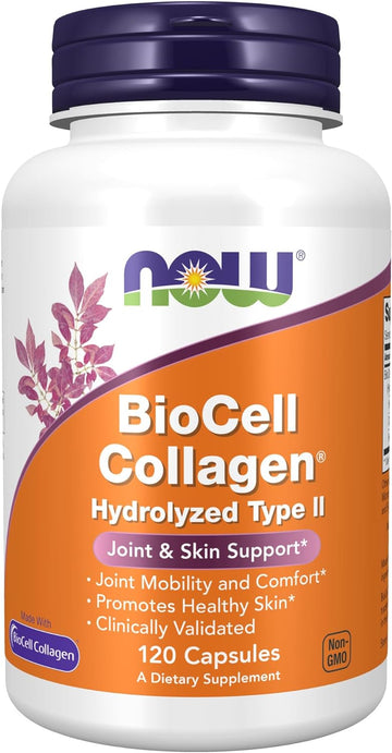Now Foods Supplements, Biocell Collagen® Hydrolyzed Type Ii, Clinically Validated, 120 Veg Capsules