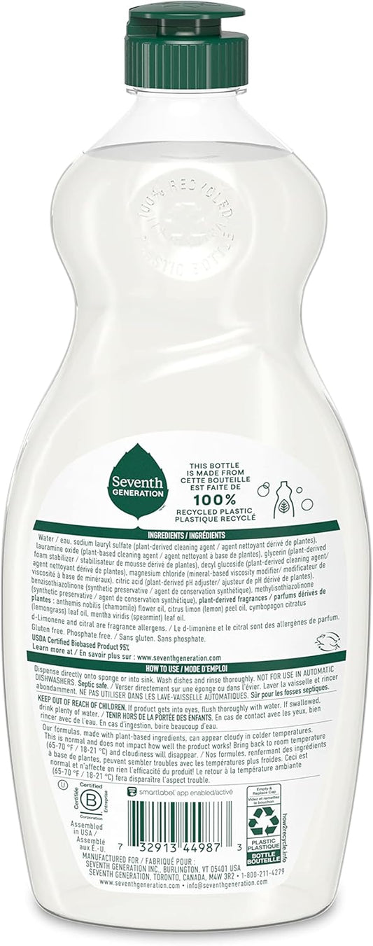 Seventh Generation Dish Soap Liquid Chamomile & Lemon Scent Pack Of 6 Dishwashing Soap Dish Detergent Liquid Soap 19 Oz