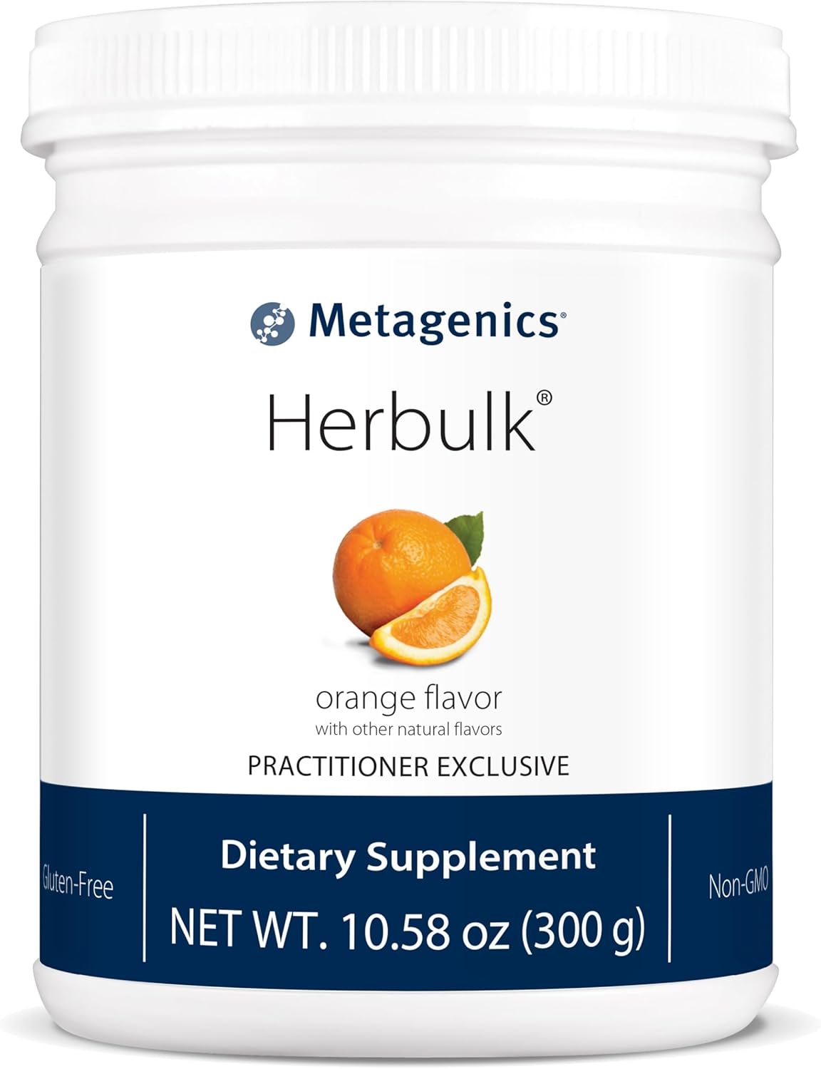 Metagenics Herbulk Powder - 7 Grams Dietary Fiber - Fiber Support Supplement* - Intestinal Health* - Non-Gmo, Gluten-Free & Vegetarian - Orange Flavor - 10.58 Oz