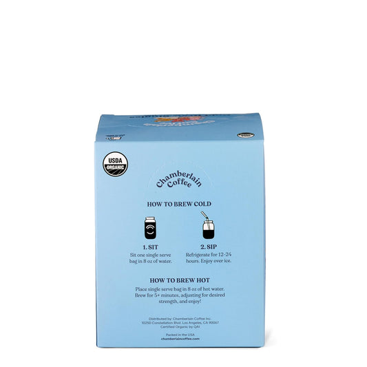Chamberlain Coffee Flavored Cold Brew Singles Variety Pack – Cold Brew Coffee Grounds – Brew Hot Or Iced - Organic Coffee Single Serve Bags - 10 Cold Brew Sachets
