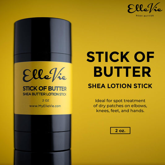 Elle Vie Unscented Shea Butter Lotion Stick, Shea Butter Moisturizing & Hydration Stick, Beeswax, Baobab Butter, & Almond Oil Moisturizer (2 Oz)