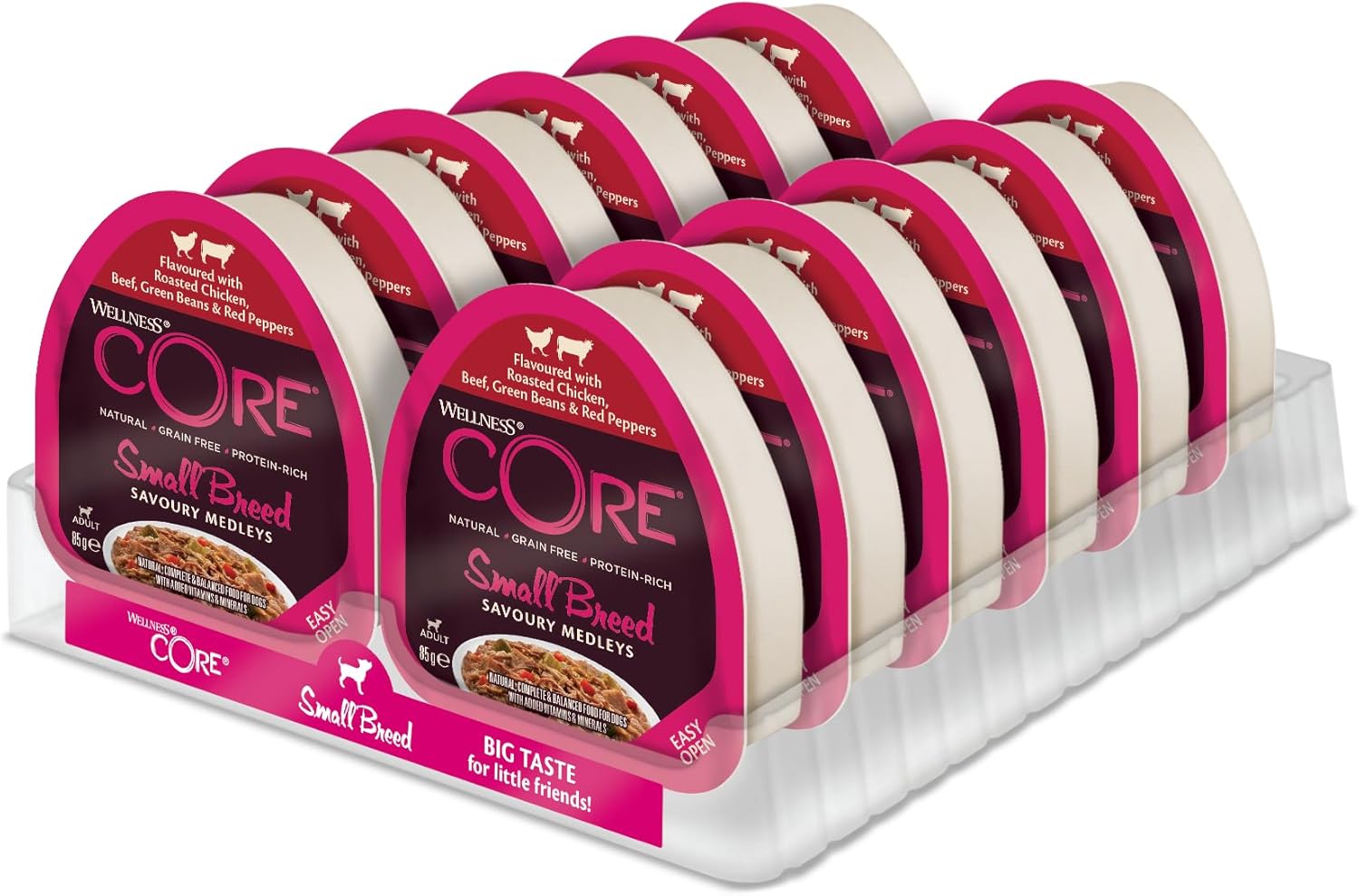 Wellness CORE Small Breed Savoury Medleys, Wet Dog Food Small Dogs, Dog Food Wet Smaller Breed, Grain Free, High Meat Content, Chicken & Beef, 12 X 85 G?10455