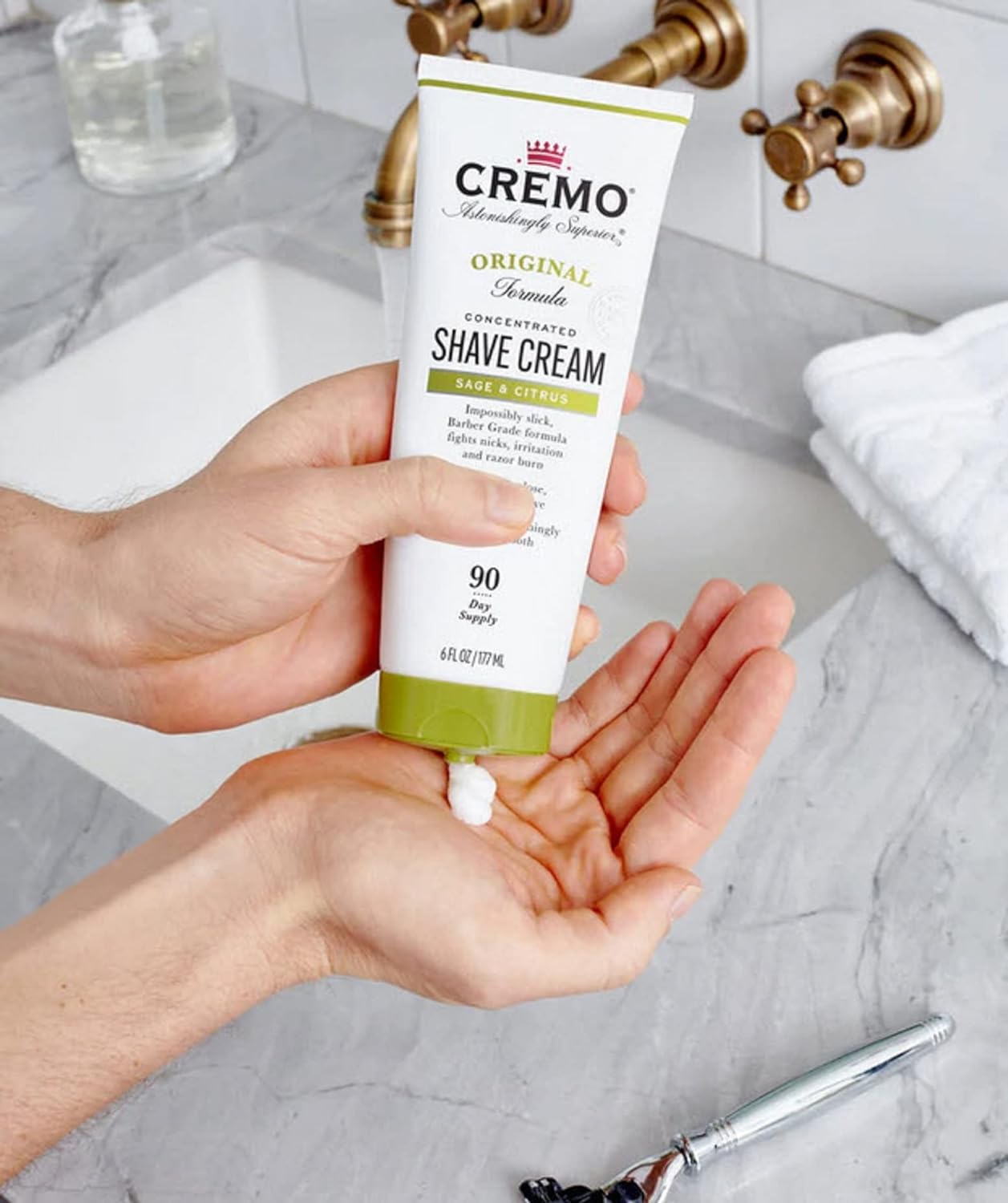 Cremo Barber Grade Sage & Citrus Shave Cream, Astonishingly Superior Ultra-Slick Shaving Cream for Men, Fights Nicks, Cuts and Razor Burn, 6 Fl Oz : Beauty & Personal Care
