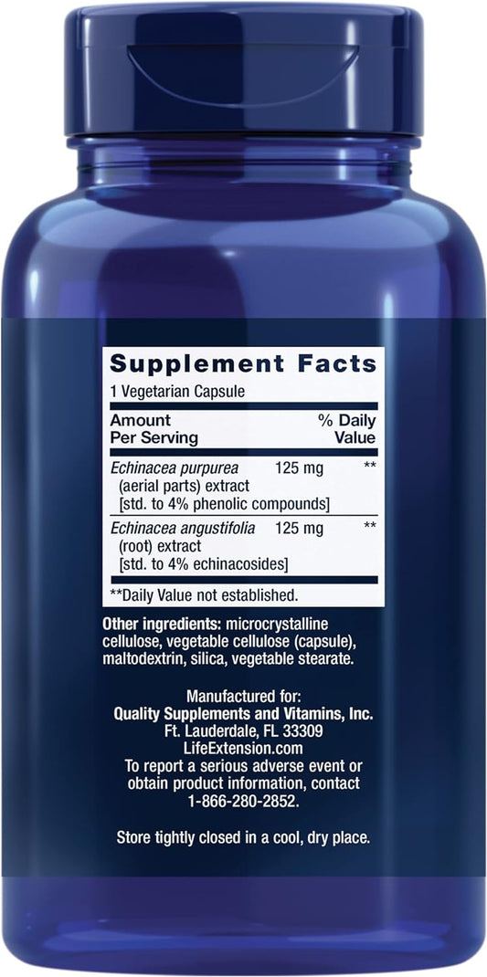 Life Extension Echinacea Elite – Get Strong Immune Support with Two Types of Echinacea Herb - Echinacea Supplement for Immune Support - Gluten Free, Non-GMO -60 Vegetarian Echinacea Capsules