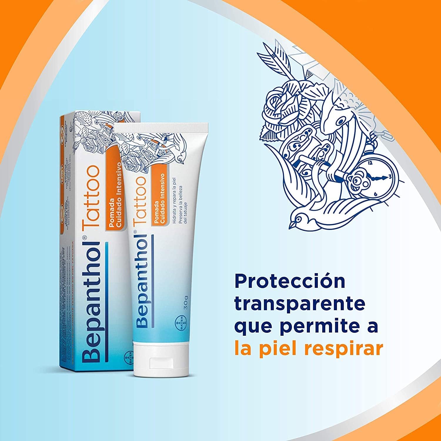 BEPANTHOL Panthenol Cream - Hydrates & Repairs Post-Tattoo Skin - Preserves Tattoo Beauty - 30g - Preservative & Unscented Free