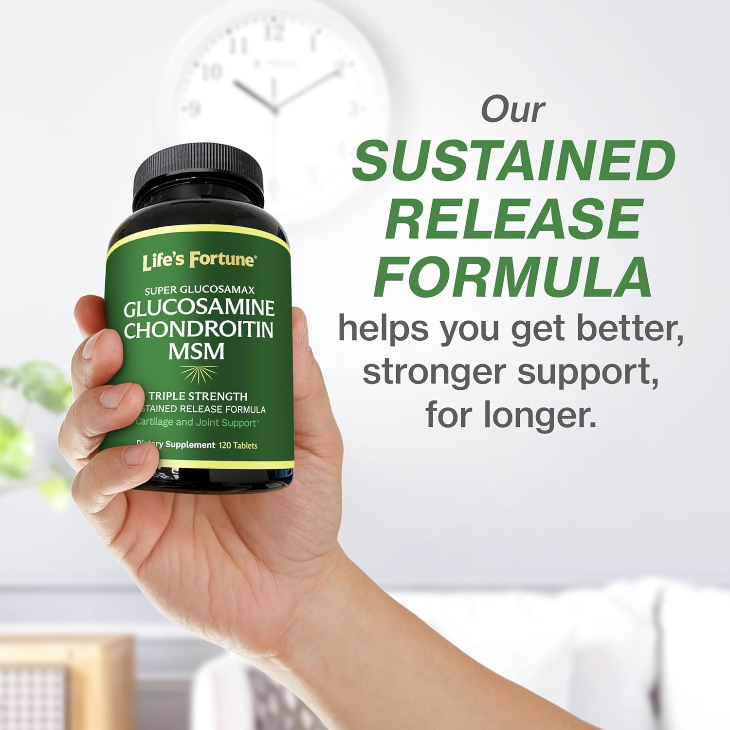 Life'S Fortune Triple Strength Glucosamax - 1000Mg Premium Glucosamine, Chondroitin And Msm Supplement With Vitamin C For Joint Comfort & Mobility, 120 Tab : Health & Household