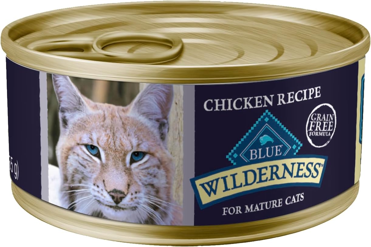 Blue Buffalo Wilderness High-Protein Grain-Free Wet Food For Adult Cats 7+, Chicken Recipe, 5.5-Oz., 24-Count