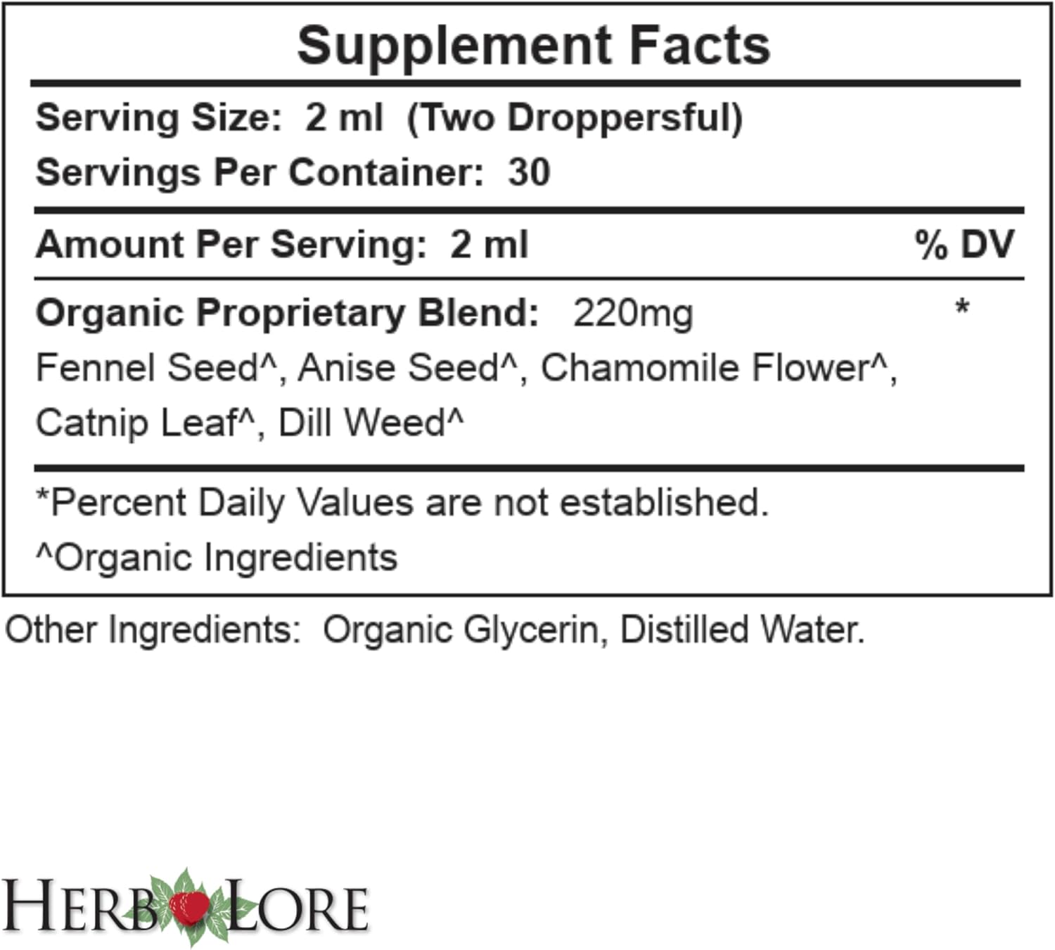 Herb Lore Tummy Tincture – Usda Organic Herbal Digestive System Support – Alcohol-Free Kid Safe Drops For Occasional Gas, Bloating, Colic, & Upset Stomach - 4 Fl Oz : Health & Household