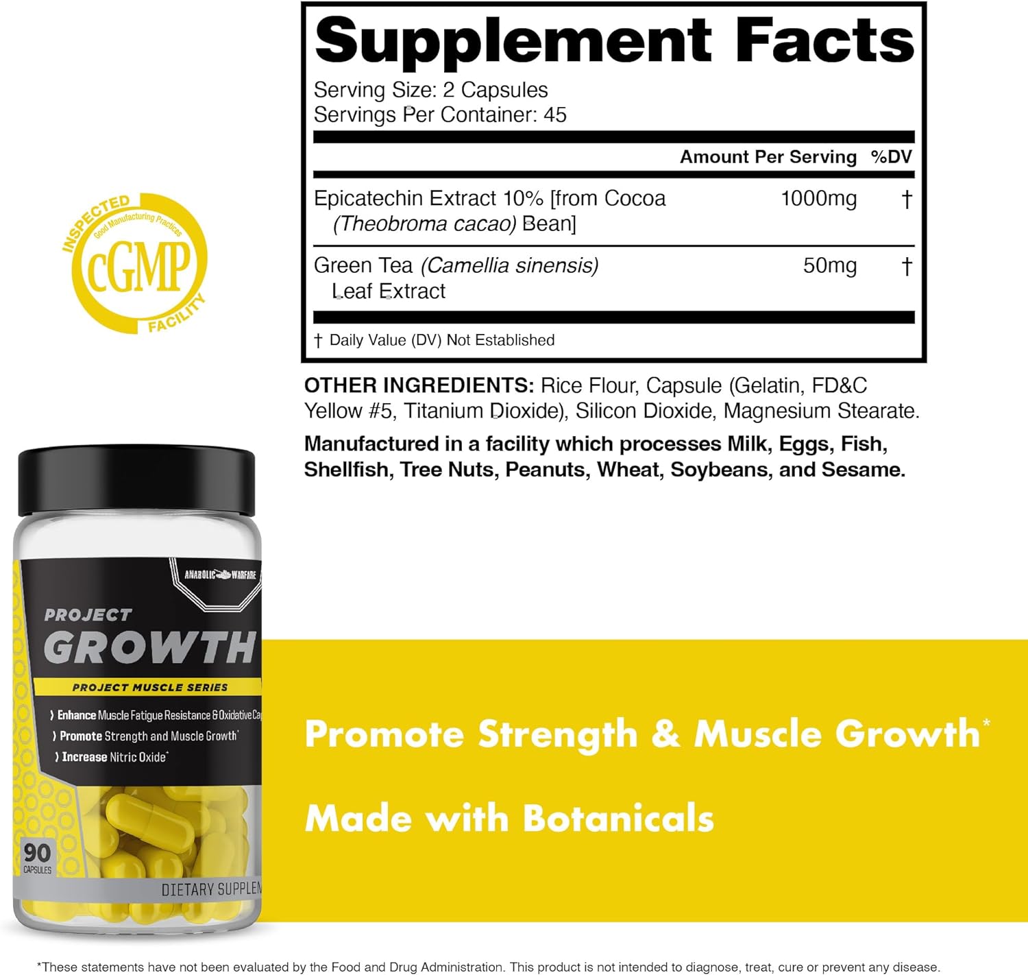 Anabolic Warfare Project Growth, Strength, Supports Muscle Growth, Promotes Recovery, Increase Nitric Oxide, Made with Botanicals* (90 Capsules) : Health & Household