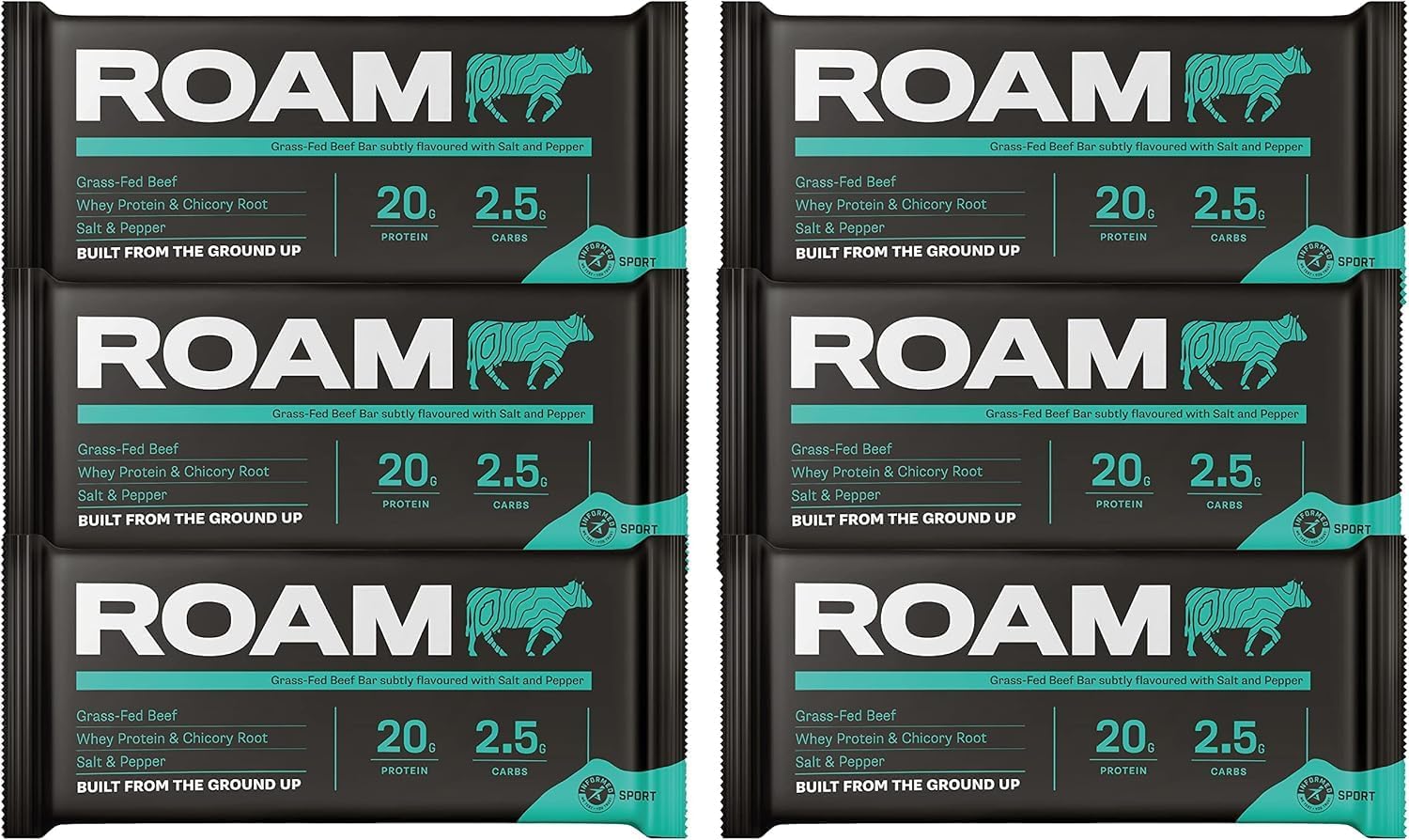 Roam Natural Protein Bars, 6X45Gram Healthy Snacks, Ideal For Carnivore Diet, Gluten Free Keto Sticks (Lemon & Herb Free Range Turkey, 6X45G Bars)