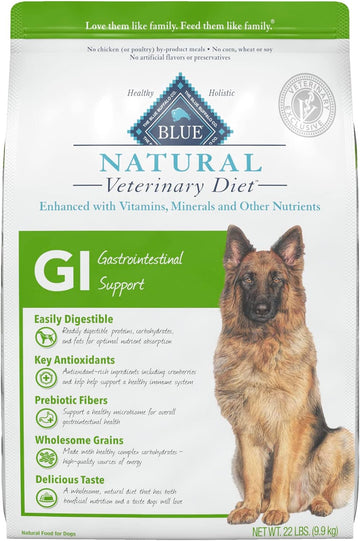 Blue Buffalo Natural Veterinary Diet Gi Gastrointestinal Support Dry Dog Food, Veterinarian'S Prescription Required, Chicken, 22-Lb. Bag