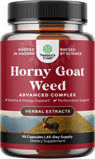 Horny Goat Weed for Male Enhancement - Extra Strength Horny Goat Weed for Men 1590mg per serving Complex with Tongkat Ali Saw Palmetto Extract Panax Ginseng and Black Maca Root for Stamina & Energy