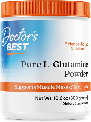 Doctors Best Pure L-Glutamine Powder, Supports Muscle Mass & Strength, Non-Gmo, Gluten Free, Soy Free, Vegan Net Wt. 10.6 Oz (300 Grams)