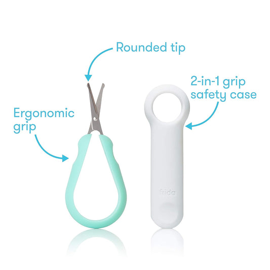 Frida Baby Easy Grip Nail Scissors | Grooming Essentials Safe For Infant Newborn Toddler Nails