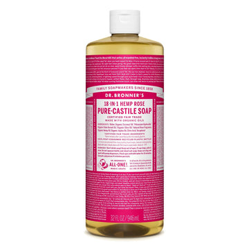 Dr. Bronner's - Pure-Castile Liquid Soap (Rose, 32 ounce) - Made with Organic Oils, 18-in-1 Uses: Face, Body, Hair, Laundry, Pets and Dishes, Concentrated, Vegan, Non-GMO