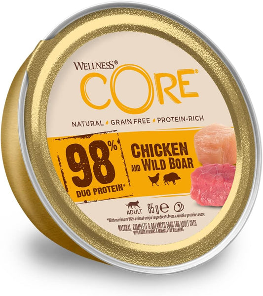 Wellness CORE 98% Chicken & Wild Boar, Wet Cat Food, Pate, Grain Free, Protein-Rich, 12 x 85g?10883