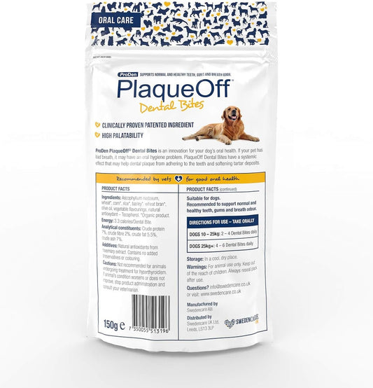 ProDen PlaqueOff Dental Bites For Dogs Over 10 kg Bad Breath, Plaque, Tartar, Package May Vary, 150 g (Pack of 1)?22236.0