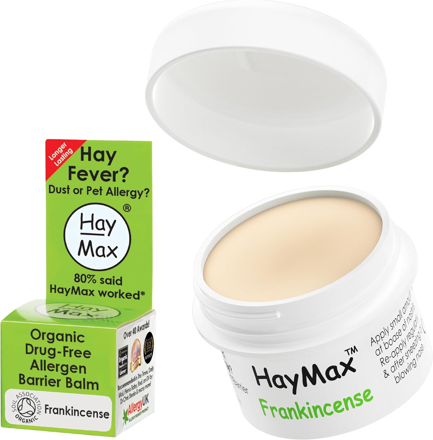 Haymax Allergen Barrier Balm - Frankincense 5Ml - Organic, Natural & Non-Drowsy Hay Fever & Allergy Relief Balm - Traps Pollen, Dust & Other Allergy Particles - Great For Adults, Kids & Pregnant Women
