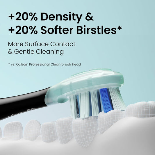 Oclean Replacement Toothbrush Heads, Firm Plaque Removal Bristles, 2-Pack, Black, Compatible With All Oclean Adult Electric Toothbrushes (Ultra Clean)