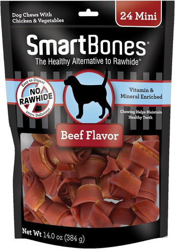 SmartBones Mini Chews With Real Beef 24 Count, Rawhide-Free Chews For Dogs