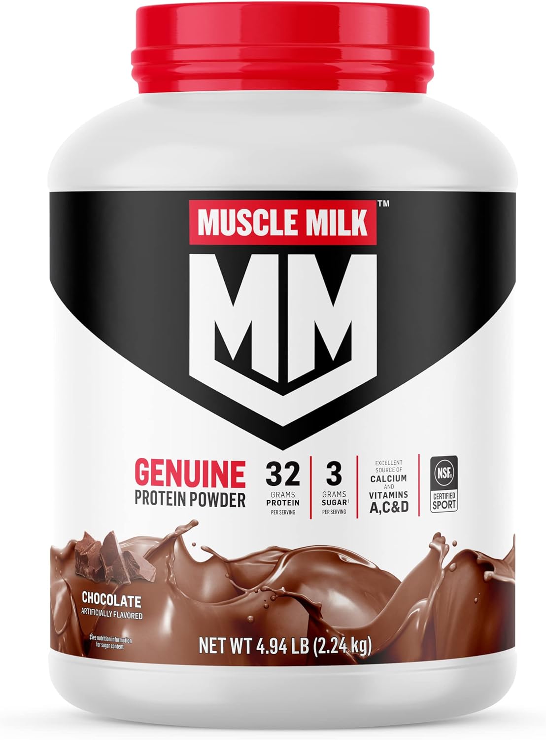 Muscle Milk Genuine Protein Powder, Chocolate, 4.94 Pound, 32 Servings