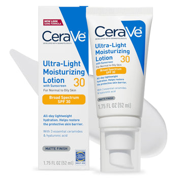 Cerave Ultra-Light Moisturizing Lotion With Spf 30| Daily Face Moisturizer With Spf | Formulated With Hyaluronic Acid & Ceramides | Broad Spectrum Spf | Oil Free | Matte Finish | 1.7 Ounce