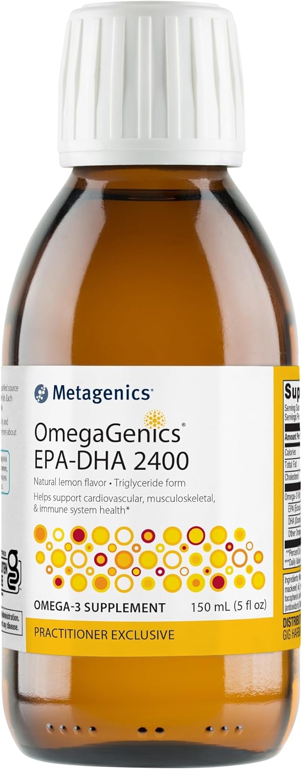 Metagenics OmegaGenics EPA-DHA 2400 - Fish Oil Supplement - Supports Heart Health & Immune Function* - Lemon Flavor - Non-GMO & Gluten-Free - 30 Servings