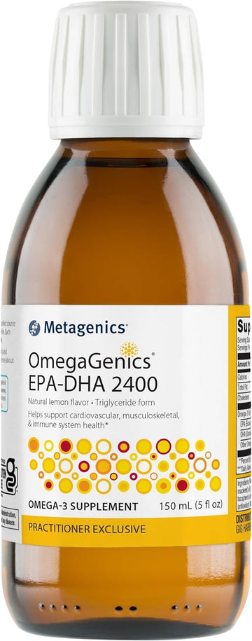 Metagenics OmegaGenics EPA-DHA 2400 - Fish Oil Supplement - Supports Heart Health & Immune Function* - Lemon Flavor - Non-GMO & Gluten-Free - 30 Servings