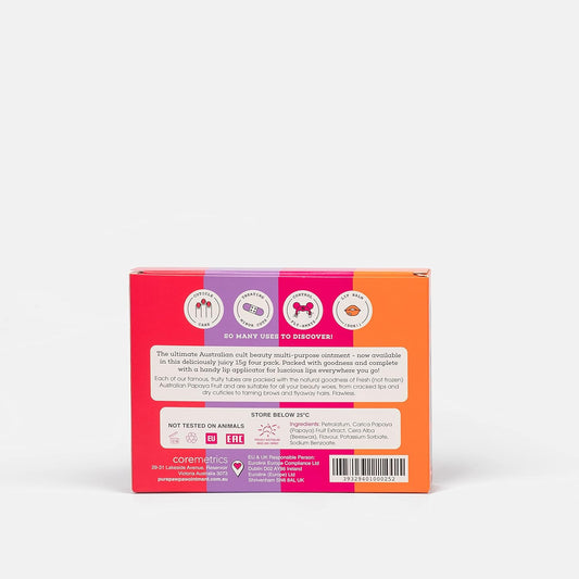 Pure Paw Paw Original All Purpose Australian Ointment Set Smoothes And Soothes, All Skin Types And Makeup,Strawberry, Cherry, Mango, Blackcurrant Quad Pack, 15G