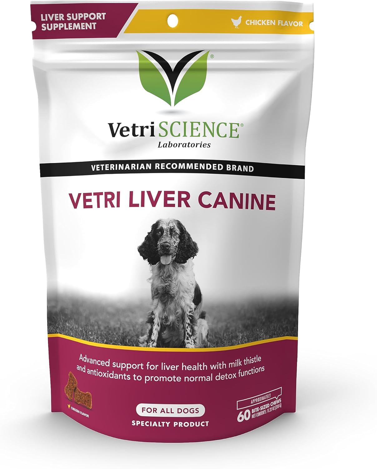 VetriScience Vetri Liver Canine Milk Thistle Supplement for Dogs – Advanced Liver Supplement for Dogs with Antioxidants, Liver Detox, for Sensitive Stomachs, 60 Bite-Sized Chews