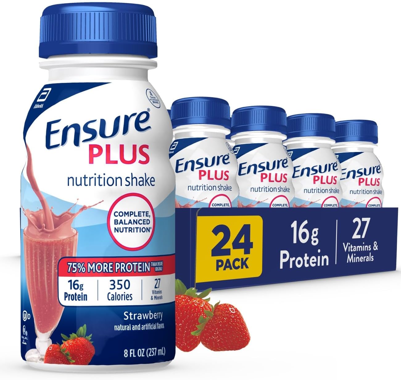 Ensure Plus Nutrition Shake, Meal Replacement Shake, 8 Fl oz ,24 Pack