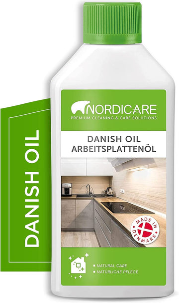 Danish Oil for Wood by Nordicare - Danish Oil Underlines The Natural Structure of The Wood (Oak, Cherry, Pine and More) - Wood Oil for Wooden Worktops - Made in Denmark (500ml)