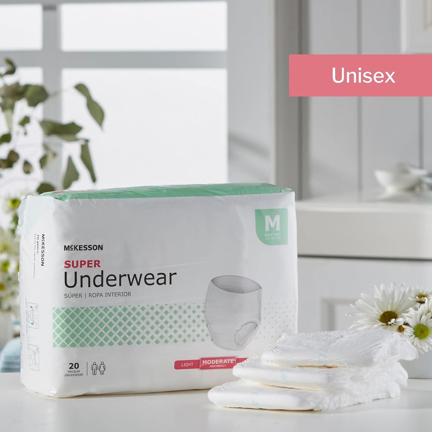 McKesson Super Underwear, Incontinence, Moderate Absorbency, Medium, 80 Count : Health & Household