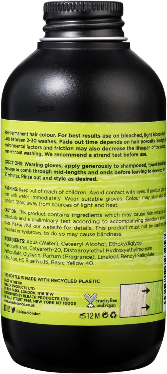 Bleach London Slime Light Semi-Permanent Hair Colour Cream - Electric Green, Vegan, Cruelty Free, Vibrant Temporary Dye 150 Ml