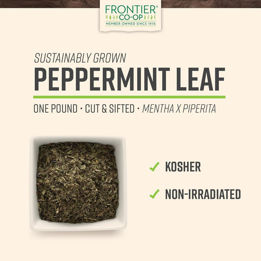 Frontier Co-Op Bulk Peppermint Leaf, 1 Pound, Cut, Sifted Peppermint For Tea & Cooking, Cool, Refreshing Scent