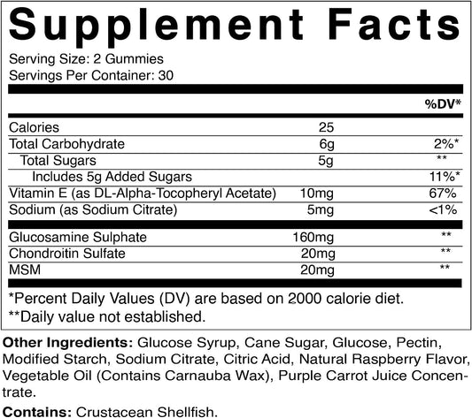 Vitamatic Glucosamine Chondroitin Gummies with MSM & Vitamin E - Joint Support - 60 Pectin Based Gummies