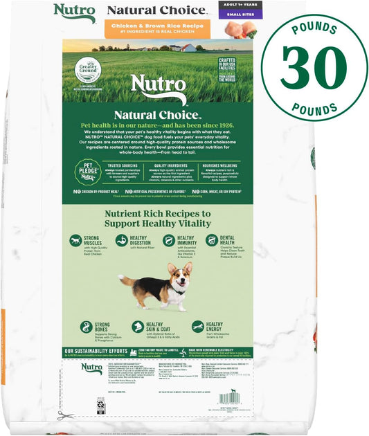 Nutro Natural Choice Small Bites Adult Dry Dog Food, Chicken and Brown Rice Recipe, 30 lbs