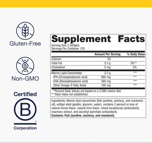 Metagenics Omegagenics Fish Oil Epa-Dha 720 Mg - Omega-3 Fish Oil Supplement - High Potency - For Heart Health, Musculoskeletal Health & Immune System Health* - With Dha & Epa - 240 Softgels
