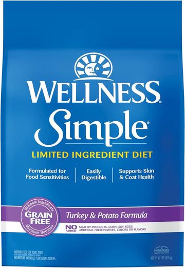 Wellness Simple Limited Ingredient Grain-Free Turkey and Potato Recipe Dry Dog Food, 40- Pound Bag