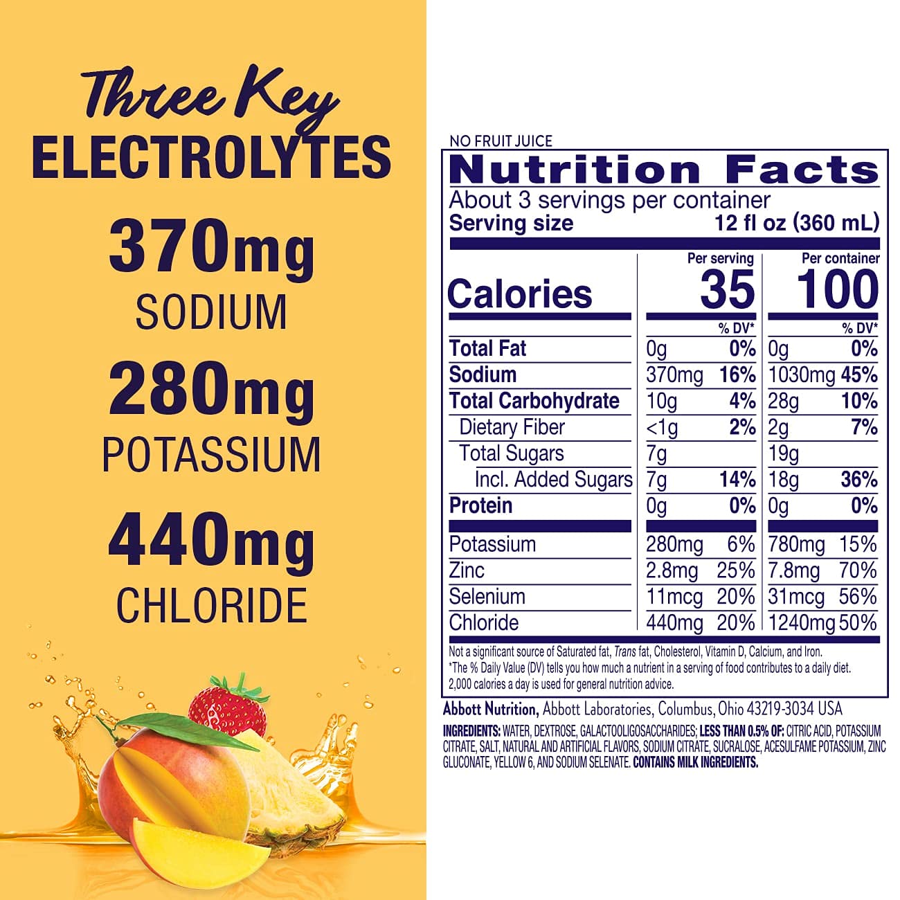 Pedialyte AdvancedCare Tropical Fruit Electrolyte Solution, 33.8 Fl Oz Bottle : Baby