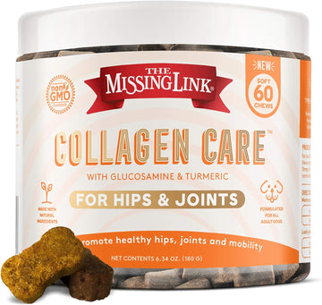 The Missing Link Collagen Care Hip & Joint Soft Chews 60ct - Daily Mobility & Anti-Inflammatory Support for Dogs