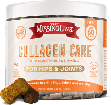 The Missing Link Collagen Care Hip & Joint Soft Chews 60Ct - Daily Mobility & Anti-Inflammatory Support For Dogs