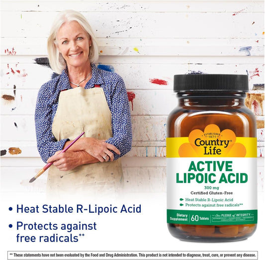 Country Life R-Alpha Lipoic Acid Complex 300Mg - Alpha-Lipoic Acid 270Mg & R-Lipoic Acid 30Mg - Antioxidant Support - No Yeast, Corn, Wheat, Soy, Gluten, Milk - Alpha Lipoic Acid Supplement : Health & Household